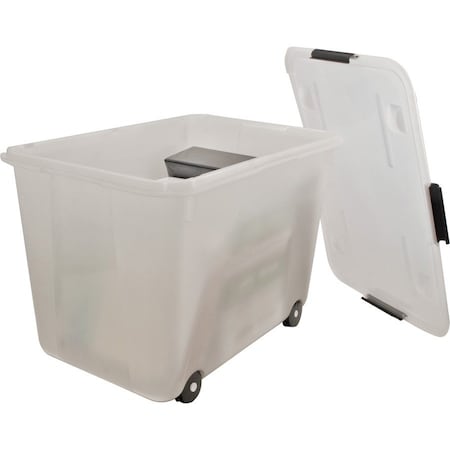 Advantus Mobile & Stackable Storage Tote W/ Lid, 15 gal, 15-4/5 in L x 23-4/5 in W x 15-4/5 in H, Clear AVT34009